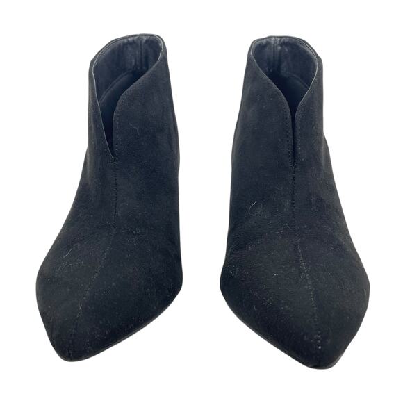 H by Halston Faux Suede Pointed Toe Block Heel Ankle Boots Black Size 7.5 - Picture 3 of 10